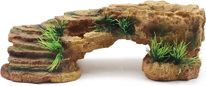 Turtle Basking Platform Reptile Terrarium Hideout Tortoise Resin Rock Hide Cave Habitat Ornament for Bearded Dragon Frogs Lizards Spiders Fish Amphibians Aquarium