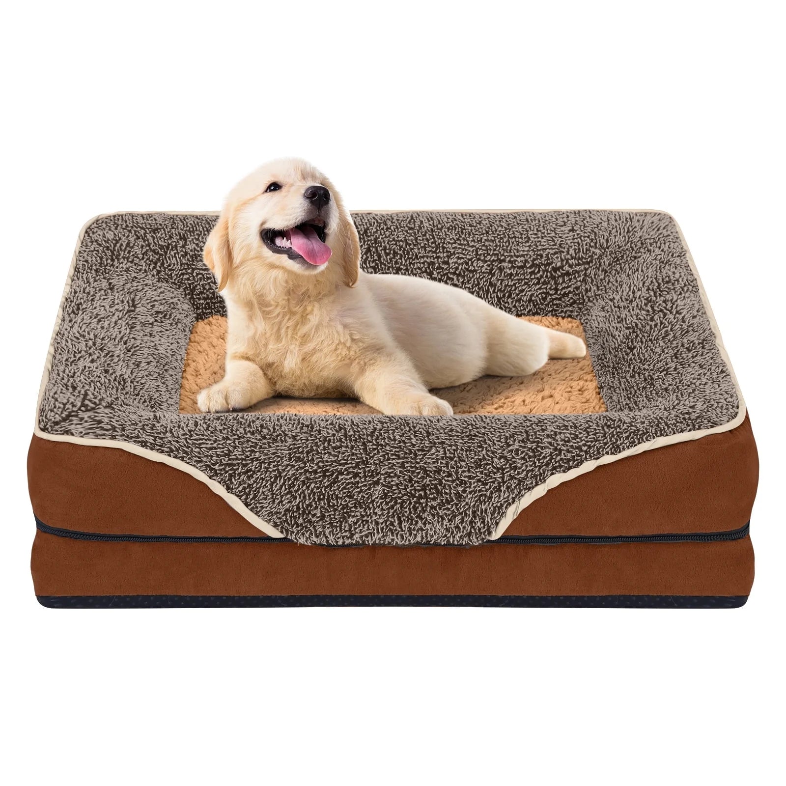 Dog Beds for Large Dogs Orthopedic Dog Bed Sofa Large Medium Small, Supportive Egg Crate Foam Pet Couch Bed with Removable Washable Cover Non Skid Bottom, L, Green White