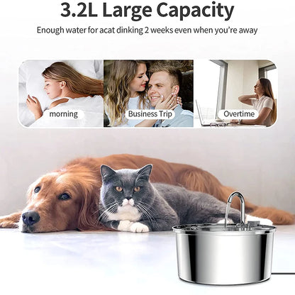 Intelligent Stainless Steel Cat Water Fountain Automatic Drinker for Cats Feeder Pet Water Dispenser Drinking Fountain for Cats