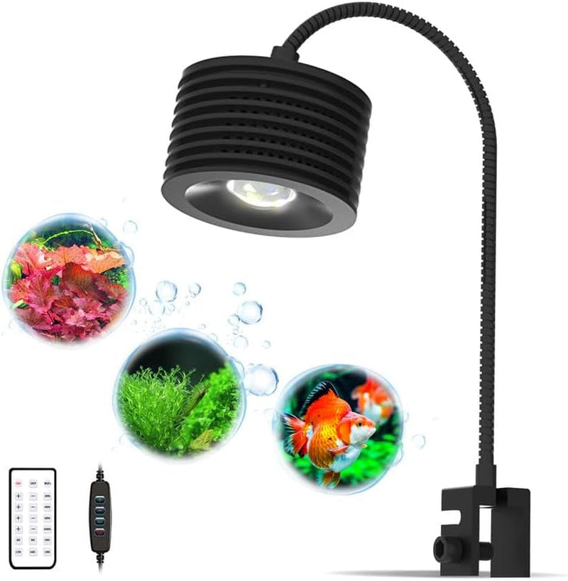 LED Aquarium Light, Planted Tank Light 4 Channels Remote Control 6500K Aquarium LED Light for Freshwater Fish Tank Refugium with Gooseneck (F20 18W Freshwater)