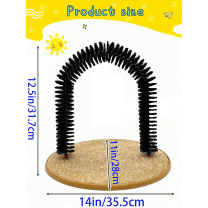 Cat Toy Arch Self Groome Pamper Feline with a Massage Grooming Rubbing Brush with Scratching Pad Toy for Cats Interactive Toys