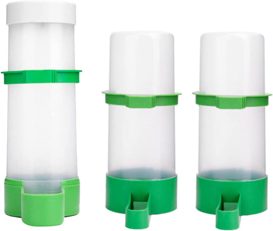 Bird Feeder, Bird Water Dispenser for Cage,  2PCS Automatic Bird Water Feeder with 1PCS Food Feeder for Cage Pet Parrot Budgie Lovebirds Cockatiel (2Pcs 90Ml + 1Pcs 150Ml)