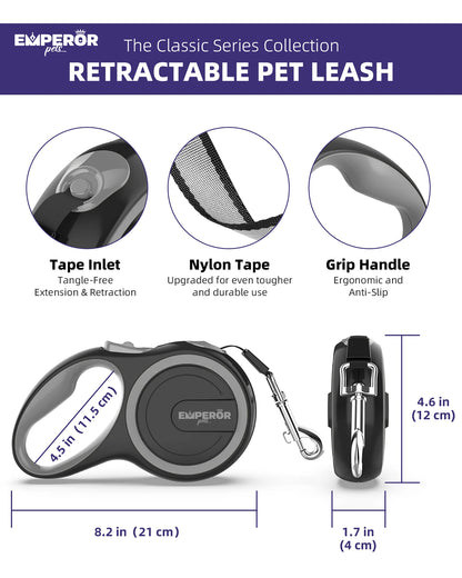 16 Ft Retractable Dog Leash Large Dogs - up to 110Lbs, Large Dog Leash Heavy Duty Dog Leash Retractable 16 Ft -BL16