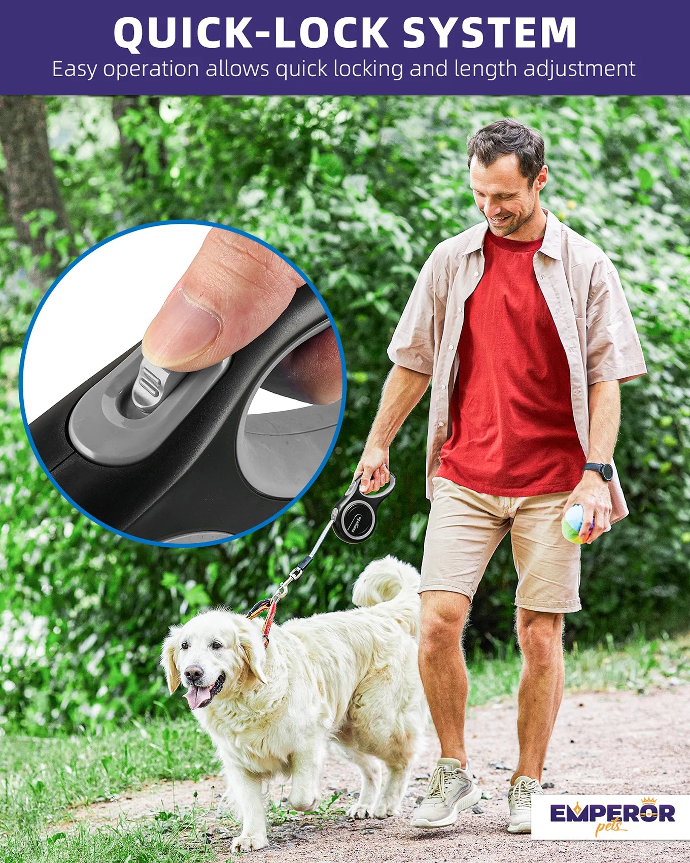 16 Ft Retractable Dog Leash Large Dogs - up to 110Lbs, Large Dog Leash Heavy Duty Dog Leash Retractable 16 Ft -BL16